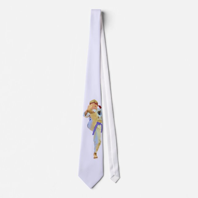 Karate Kicking Purple Belt Tie (Front)