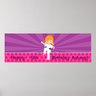 Karate Kid Girl Purple Rays Poster Red