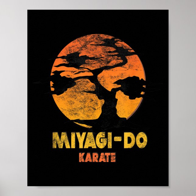 Karate Kid Miyagi Do Sunset Illustration Poster (Front)