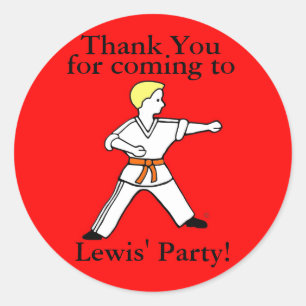 Karate Kid Party Stickers customised for Lewis