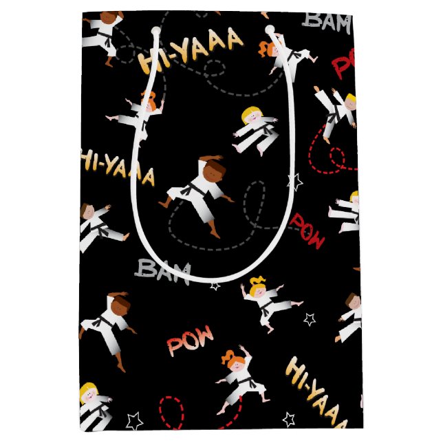 Karate Kids Taekwondo Children Birthday Party Gift Medium Gift Bag (Front)