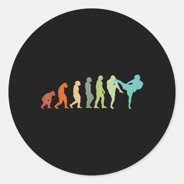 Karate Kung-Fu Evolution Kickboxer Muay Thai MMA Classic Round Sticker (Front)