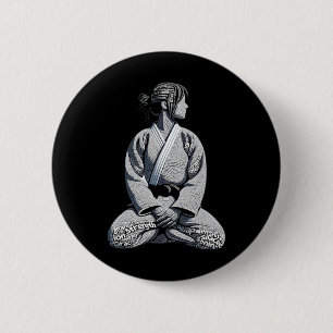 Karate Lady Knee Down Pose Graphic 6 Cm Round Badge