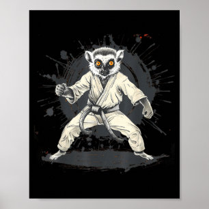 Karate Lemur Animal MMA Taekwondo Martial Arts Poster