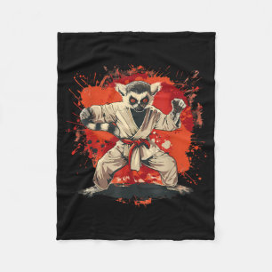 Karate Lemur Motif Taekwondo Jiu-Jitsu MMA Fleece Blanket