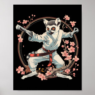 Karate Lemur Motif Taekwondo Jiu-Jitsu MMA Poster