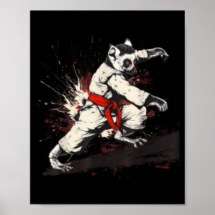 Karate Lemur Motif Taekwondo Jiu-Jitsu MMA Poster