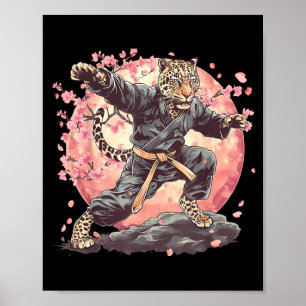 Karate Leopard Motif Taekwondo Jiu-Jitsu MMA Poster