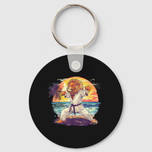 Karate Lion Beach Sunset Kickboxing Taekwondo Lion Key Ring