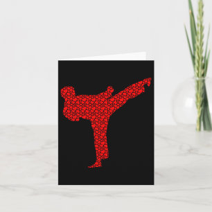 Karate Lovers Valentine Hearts Love Cute Silhouett Card