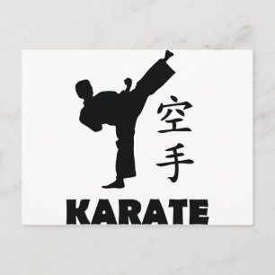 karate man chinese symbols icon postcard