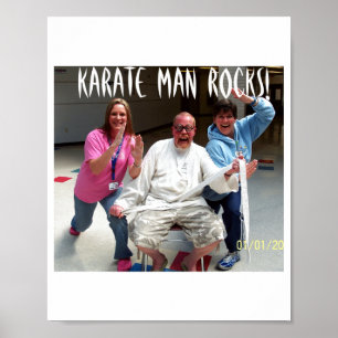 Karate Man Rocks T Shirt  Poster