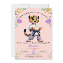 Karate Martial Animal Arts Girl's Birthday Party
