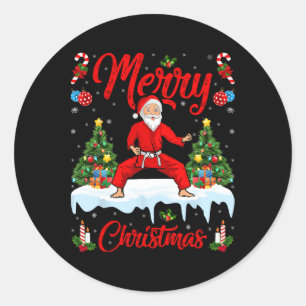 Karate Martial Art Lover Xmas Santa Playing Karate Classic Round Sticker