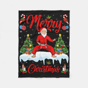 Karate Martial Art Lover Xmas Santa Playing Karate Fleece Blanket