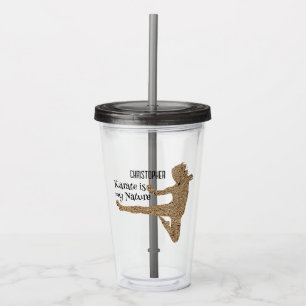 Karate Martial Art Silhouette Personalised Acrylic Tumbler