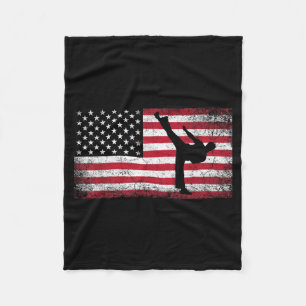 Karate Martial Arts 4th of July American Flag USA Fleece Blanket