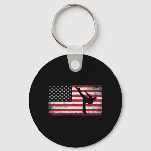 Karate Martial Arts 4th of July American Flag USA Key Ring