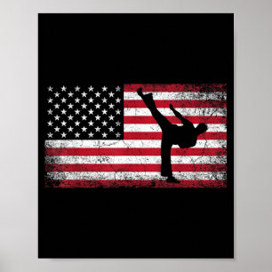 Karate Martial Arts 4th of July American Flag USA Poster