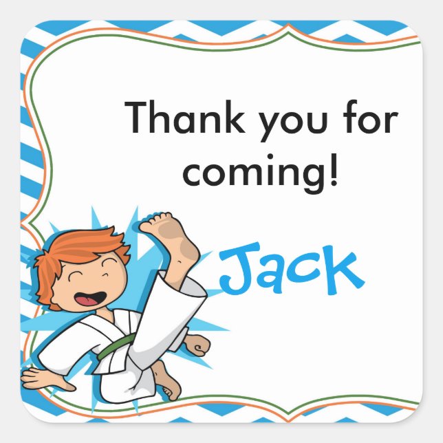 Karate Martial Arts Birthday Labels (Front)