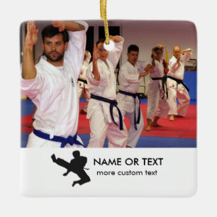 Karate Martial Arts Custom Photo, Text Christmas Ceramic Tree Decoration