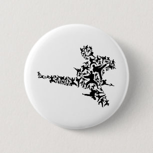 Karate Martial Arts Flying Kick Boxing Kickboxer T 6 Cm Round Badge