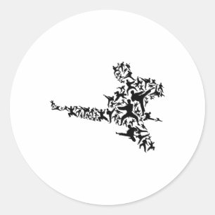 Karate Martial Arts Flying Kick Boxing Kickboxer T Classic Round Sticker