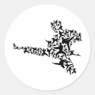 Karate Martial Arts Flying Kick Boxing Kickboxer T Classic Round Sticker