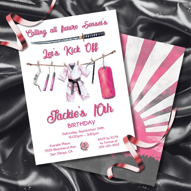 Karate Martial Arts Girl Birthday Party Invitation (Creator Uploaded)