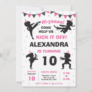 Karate Martial Arts Girls Birthday Invitation
