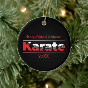 Karate Martial Arts Red Ceramic Tree Decoration