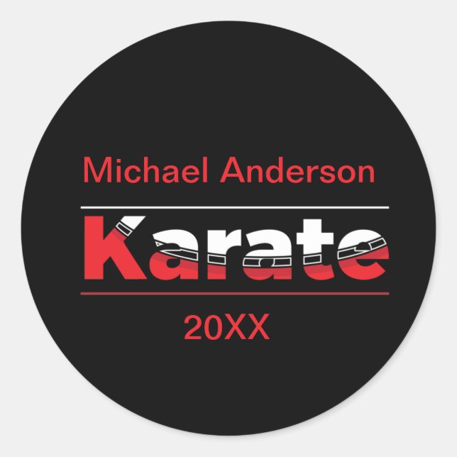 Karate Martial Arts Red Classic Round Sticker (Front)