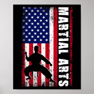 Karate Martial Arts Usa American Flag Patriotic Gi Poster