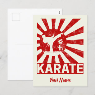 Karate Martial Arts with Japanese Vintage Design Holiday Postcard