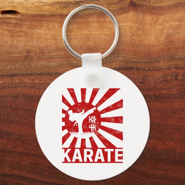 Karate Martial Arts with Japanese Vintage Design Key Ring (Front)