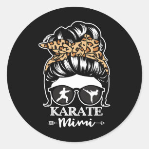 Karate Mimi Messy Bun Hair Funny Karate Fighter Mi Classic Round Sticker