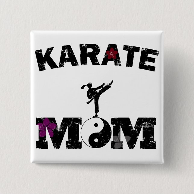 Karate MOM 15 Cm Square Badge (Front)