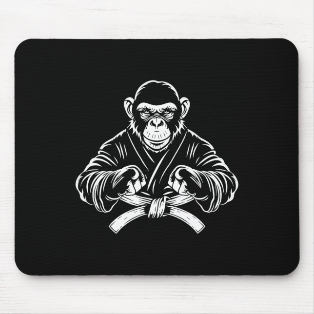 Karate Monkey Drawing Kickboxing Jiu-jitsu Mma Mar Mouse Mat (Front)