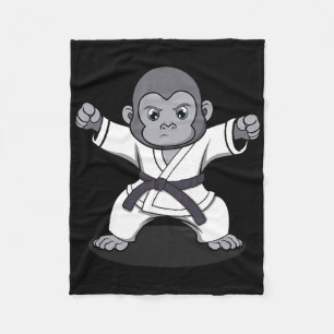 Karate Monkey Ironic Wildlife Ape Fighter Fleece Blanket