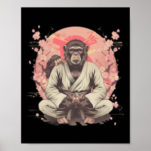 Karate Monkey Jiu-jitsu Mma Martial Arts Sakura Ki Poster