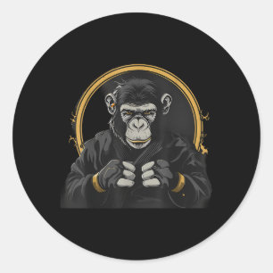 Karate Monkey Judo Taekwondo Kickboxing Mma Monkey Classic Round Sticker