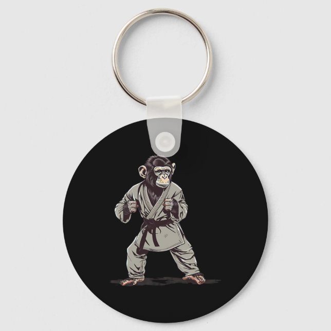 Karate Monkey Kickboxing Judo Jiu-jitsu Mma Martia Key Ring (Front)