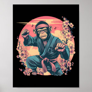 Karate Monkey Sakura Jiu-jitsu Mma Martial Arts Ki Poster