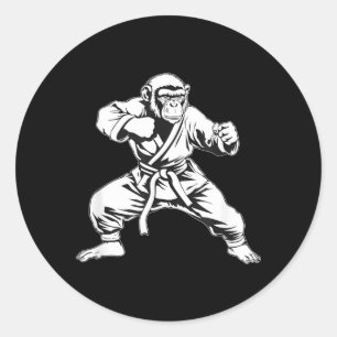 Karate Monkey Taekwondo Kickboxing Mma Judo Monkey Classic Round Sticker