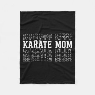 Karate Mum Funny Layered Text Mother Mama Coach Fleece Blanket