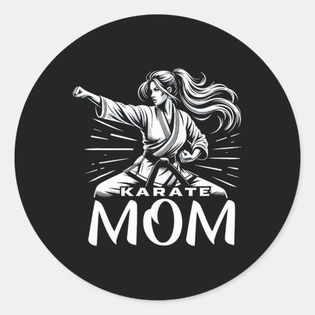 Karate Mum Martial Arts Mother Family Bonding  Classic Round Sticker (Front)