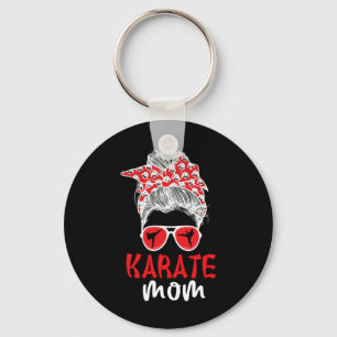 Karate Mum Messy Bun Karate Mama Karate Mother  Key Ring