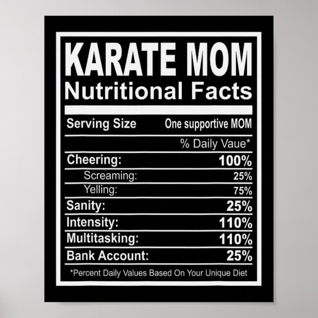 Karate Mum Nutritional Facts  Poster (Front)