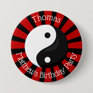 Karate Name Button Boy Birthday Party or Event 