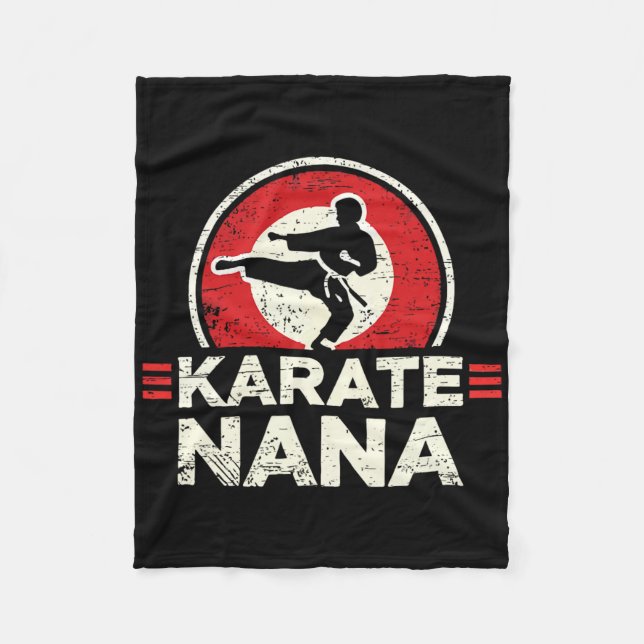 Karate Nana Retro Kick Silhouette  Fleece Blanket (Front)